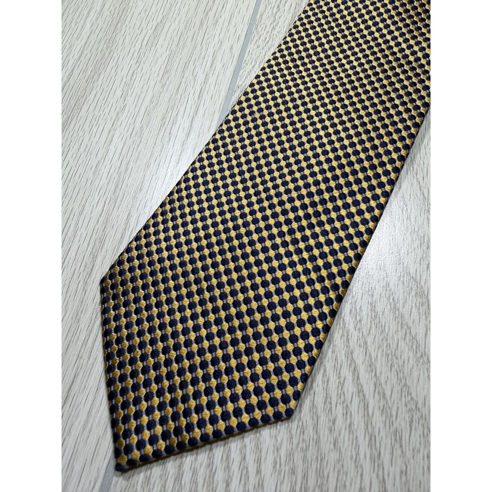 Jos. A. Bank Tie Mens One Size Gold 100% Silk Pointed Polka Dot Jacquard China